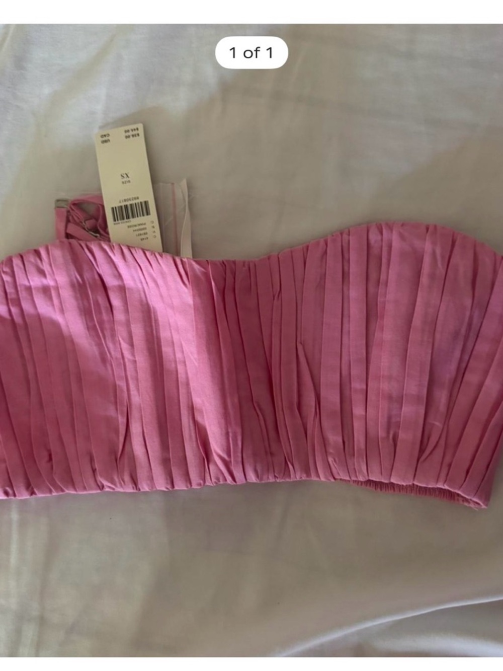 Anthropologie Pink Pleated Strapless Crop Top